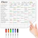 JJPRO Chore Chart Whiteboard Clings to All Smooth Surfaces.Non-Magnetic Dry Erase Chore Chart Sticks to Stainless Steel Fridge, Cabinet, Door and Glass