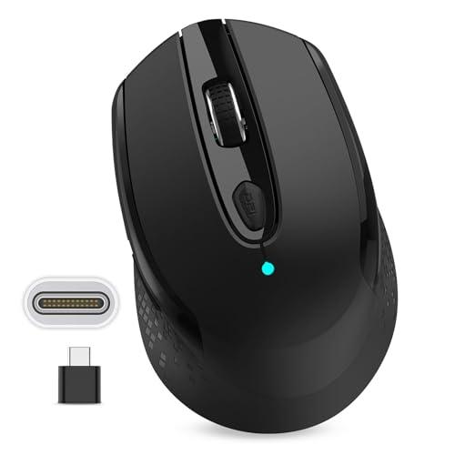RaceGT USB C Wireless Mouse, Type C Silent Mouse for MacBook Air/Pro, 2.4G Cordless Computer Mice with 6 Buttons and 3 Adjustable DPI for Mac, Laptop, Desktop, PC