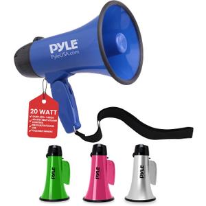 Pyle PMP21BL Portable Megaphone Speaker Siren Bullhorn - Compact and Battery Operated with 20 Watt Power, Microphone, 2 Modes, PA Sound and Foldable Handle for Cheerleading and Police Use, Blue