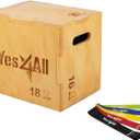 Yes4All 3-in-1 Wooden Plyo Box with Resistance Loop Bands- Plyometric Jump Box for Home Gym and Outdoor Workouts, 450 lbs Box Jump,20" x 18" x 16"