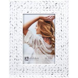 Malden International Designs 4x6 Picture Frame Textured Pattern White
