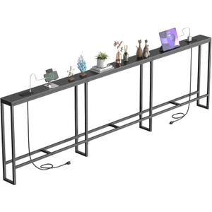102 in Narrow Behind Couch Table with 2 Power Outlets,Black | 2 USB-C Ports ,Sofa Tables Narrow Long ,Small Space Furniture ,Slim Console Table for Entryway & Small Spaces, 102.4 Inch