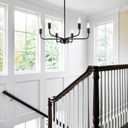 6-Light Black Chandelier, Modern Farmhouse Candle Chandelier, 22" Industrial Metal Hanging Light Fixture for Dining Room Kitchen Island Bedroom Living Room Entryway
