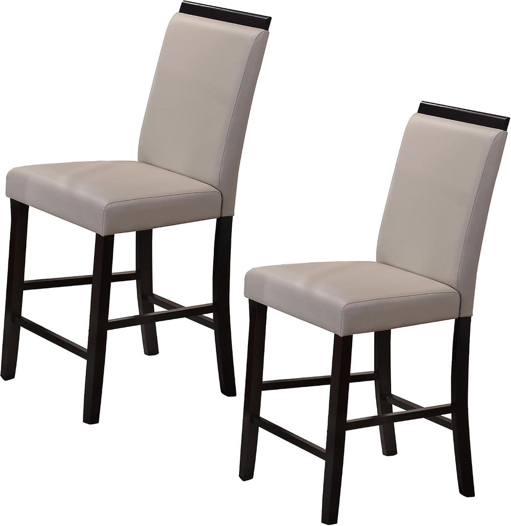 KB Designs - 24" H Counter Height Faux Leather Bar Stools with Backs, Gray