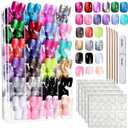 FANDAMEI Press on Nails, 24 Colors 576PCS Short Press on Nails Kit. Glossy Glitter Glue on Nails with Tabs. Fake Nails for Women, Girls, Kids, Teens, Natural Fit Lightweight for Christmas