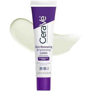 CeraVe Skin Renewing Brightening Lotion SPF 30, Anti Aging Facial Moisturizer Hydrates, Brightens and Evens Skin Tone, Contains Ceramides + Niacinamide + Antioxidants, Fragrance-Free, 1.35 fl oz