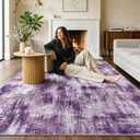 Purple Living Room Modern Abstract Rug, Anti-Skid Carpet Low Pile Rug8x10Ft | Non-Slip Rubber Backing Rug Neutral Modern Thin Carpets for Living Room, Bedroom, Dining Room, Kids Playroom, Home Office