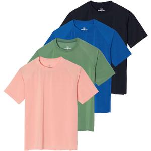 4 Pack Women's Rash Guard Short Sleeve Swim Shirt UPF 50 Sun Protection | Available in Plus Size, Beach, Pool, Surf, Swim Top, Sun Shirt, Leggings, Skirt, Rashguard; Quick Dry, UV Blocking & Stretch (M)