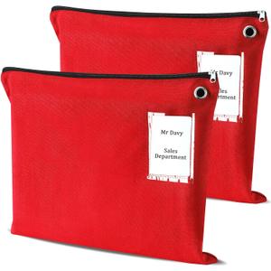 2 Pcs Interoffice Mailer Canvas Transit Sack Zipper Bag 18" x 14" Large Zipper Pouch with Grommet Interoffice Mail Bag (Red)