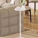 TUTOTAK Tall Round Side Table, Small End Table, Drink Table, Pedestal Side Table, livingroom, White TB01BW096