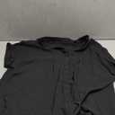 Avanova Women Button Down Short Sleeve Shirt Blouse V Neck Work Business Top, XL, Black