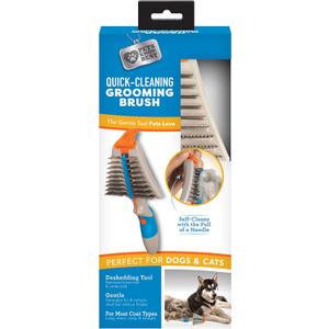 Quick-Cleaning Grooming Brush by Pets Know Best Cat & Dog Self-Cleaning Deshedding/Detangling Comb