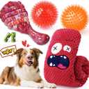 KIPRITII Long-Lasting Heavy Dog Chew Toys for Aggressive Chewers  6 Pack Tough Dog Toys Include Indestructible Chew Bone, Interactive Tug Toys & Squeaky Balls, Ideal for Medium & Large Breeds Dogs (colorful)