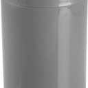 mDesign Plastic Round Trash Can Small Wastebasket  Garbage Bin Container with SwingClose Lid  Bathroom Garbage Basket  Holds Waste, Recycling  1.3 Gallon  Basa Collection  Gray/Natural