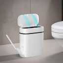 3.7 Gallons/14 Liter Bathroom Trash Can Set with Toilet Brush Set, Camper Trash Can Ultra Slim Pull Out Trash Can, White lid