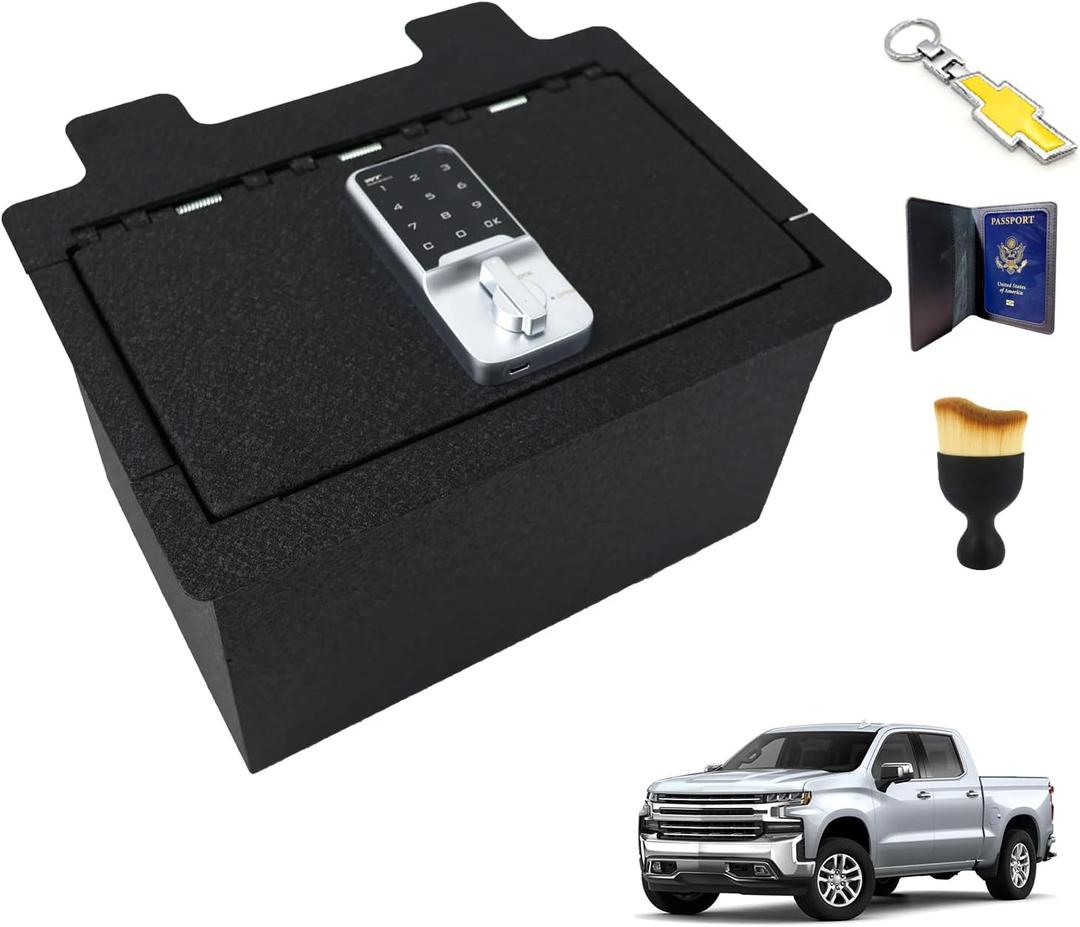 Center Console Safe Box Gun Safe Compatible with 2019-2022 Chevy Silverado 1500 / GMC Sierra 1500 NOT for Refreshed Models, Center Console Gun Safe with 4-Digit Combo Lock Center Console Safe Box Gun Safe Compatible with 2019-2022 Chevy Silverado 1500 / GMC Sierra 1500 NOT for Refreshed Models, Center Console Gun Safe with 4-Digit Combo Lock