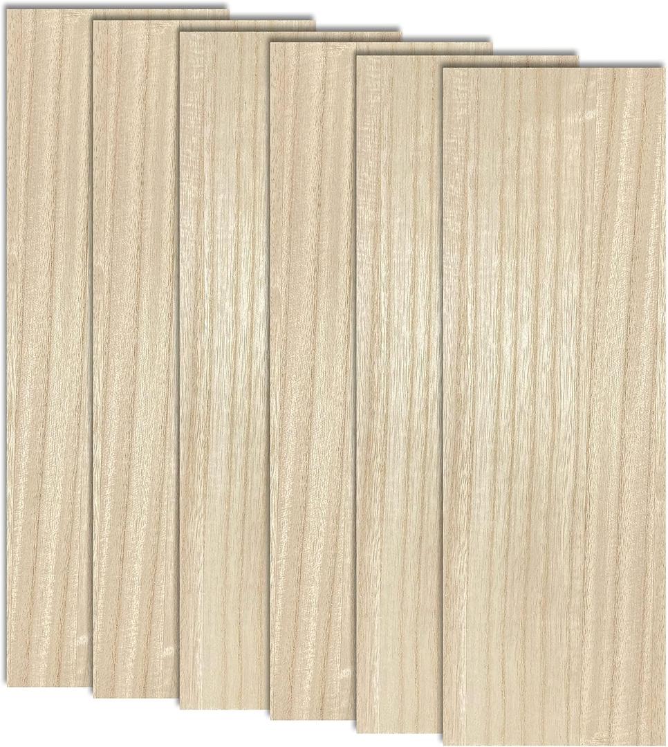 6 Pack Veneered MDF Double Sided Paulownia Wood, MDF Core, 6.4mm 1/ 4th Inch, 5"x15" Chipboard Sheet, Unfinished Wooden Canvas Boards Signs for Crafts