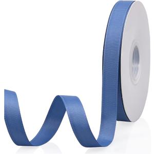 Dusty Blue 5/8" X 50 Yards Continuous Solid Color Double Faced Grosgrain Ribbon for Gifts Wrapping, Wedding, Party, Crafts, Hair Bows, Flowers, Home DIY Decor