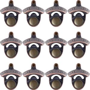 Magnetic Bottle Opener Wall Mount Bulk 12 Packs Antique Copper Screw in Wall Beer Cap Opener with Manget for Wood Caddy Board Backyard