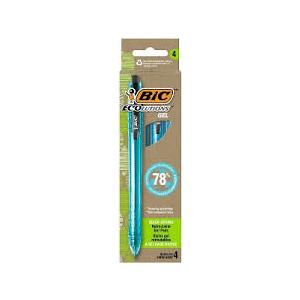 BiC 4ct Gel Pen Ocean-Bound ECOlutions Black Ink: Recycled Pen Refills, Stationery & Office Supplies 3 pack