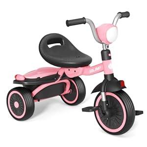 Glaf Toddler Bike for 2-5 Year Olds Tricycle for Toddler 1-3 Kids Tricycle Baby Bike with Adjustable Seat and Storage Basket Kids Trike Toys & Birthday Gifts for 1+ Years Old Boys Girl (Pink)
