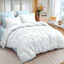 Bow Twin Comforter Set - Light Blue Bow Quilt Bedding Set 2 Pieces, Comforter Set Twin Size, Soft & Lightweight Comforter(68 x 90) for Girl All Season & 1 Pillow Case(30x20)