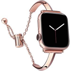 PlusRoc Stainless Steel Band Compatible with Apple Watch Band  iWatch SE Series 10 9 8 7 6 5 4 3 2 1, Slim Versatile Bangle Bracelet for Women (38mm/40mm/41mm/42mm(Series 10), Copper), Size: 38mm/40mm/41mm/42mm(Series 10)