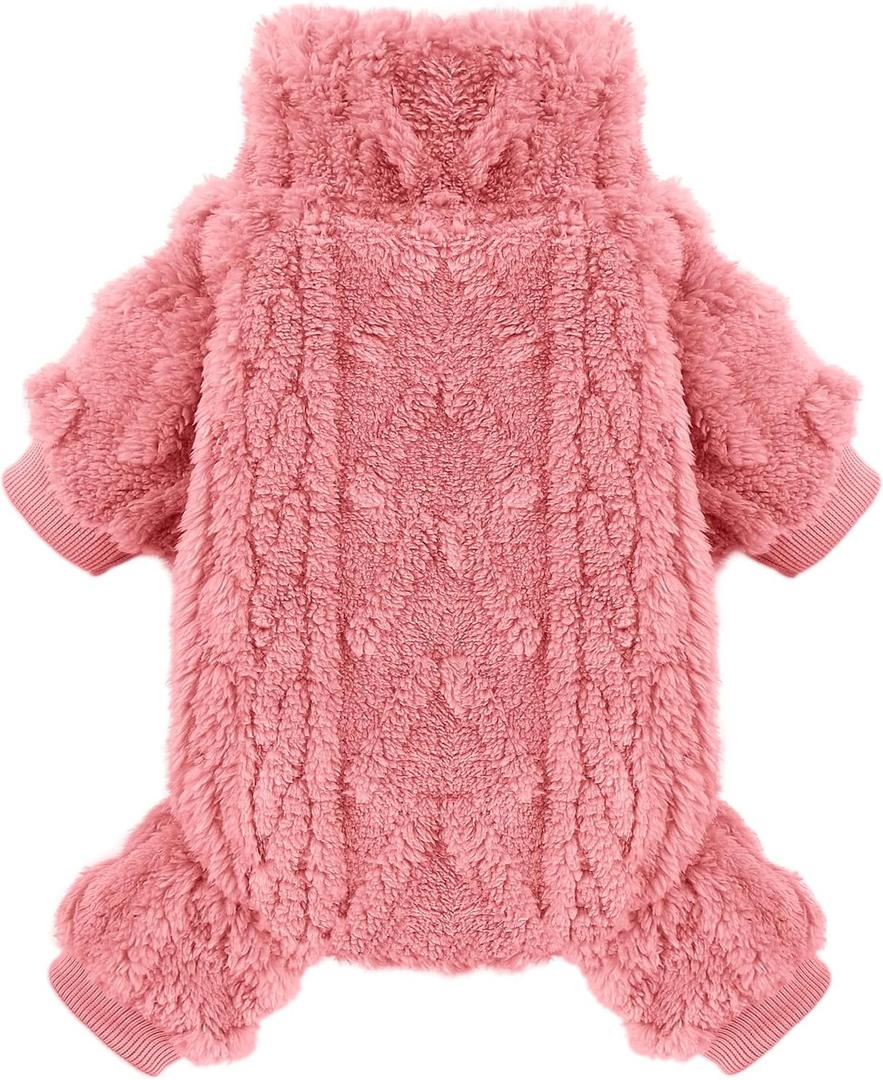 Dog Sweaters for Small Dogs Fleece Small Dog Pajamas Pet Clothes Cat Sweater Fall Winter Warm Puppy Clothes Boy Girl Doggie Outfits Jumpsuits for Chihuahua Yorkie, Rose Red, XS