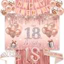 18th Birthday Decorations for Girls,rose gold happy birthday banner,happy 18th birthday Backdrop, its my 18th Birthday Sash, Sweet Rhinestone Tiara Crown,18th Balloons, Rose Gold
