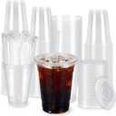 100 Pack 16oz Clear Plastic Cups with Lids and Straws, Leak-Proof Disposable Iced Coffee Cups, BPA-Free Recyclable PET To-Go Cups for Smoothies & Cold Drinks (EXP 11/30/26)