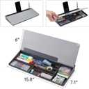 TSJ OFFICE Desktop Whiteboard Dry-Erase-Board - Computer Keyboard Stand White Board Surface Pad with Drawer, Desk Organizers with Accessories for Office, Home, School Supplies - Complete Grey