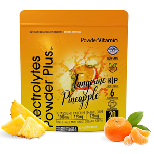 PowerVitamin Electrolytes Powder Packets - Tangerine Pineapple - Keto Electrolytes for Daily Energy - Hydration Powder with 1000mg Potassium, 120mg Magnesium, Zero Calories - 30 Hydration Packets