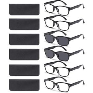 BLOEXCLU 6 Pack Reading Glasses for Women Men Blue Light Blocking Spring Hinge Computer Readers, Anti Eyestrain/ Glare (6 Mixed C8, 1.75, Diopters)