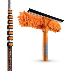 30 ft Window Washing Kit with Extension Pole (36+ Foot Reach) // Window Cleaning Tool & Window Washer Squeegee with Telescopic Extension Pole // Best Indoor Outdoor Window Washing Equipment