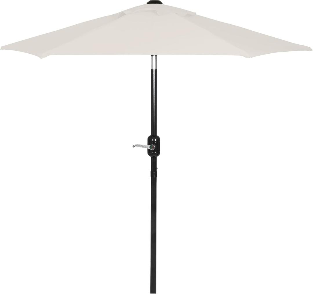 6 Ft Outdoor Patio Umbrella, Easy Open/Close Crank and Push Button Tilt Adjustment - Beige Market Umbrellas