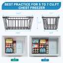 SUNALLY Freezer Organizer Bins, 4 Pack Stackable Chest Freezer Organizer for 5-7 Cu.FT Deep Freezer Sort Frozen Meats and Food, Freezer Storage Baskets with Handles Easy Reach from Bottom, Black