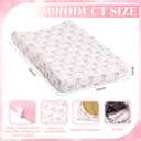 Frienda 2 Pack Pink Changing Pad Covers Waterproof Pink Bow Muslin Changing Pad Covers 32 x 16 Inch Coquette Quilted Cotton Fitted Diaper Sheet Breathable Extra Thick Sheets for Girls