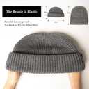 Oversize L/XL/XXL Merino Wool Blend Short Fisheman Beanie Lightweight Warm Hat for Cold Weather Winter (Grey)
