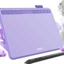 Ugee Drawing Tablet 6.5x4 Inches Computer Graphics Tablets with 10 Hot Keys，Digital Tablet Battery-Free Stylus 8192 Pressure Sensitivity 60°Tilt Function Drawing Pad for PC,Mac,Windows,Android-Purple