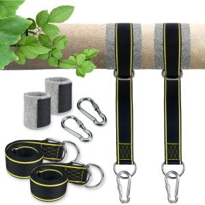 Tree Swing Straps Hanging Kit - Holds 1800 lbs (SGS Certified), 5ftx2 Hammock Straps with 2 Heavy Duty Locking Carabiners and 2 Tree Protectors, Polyester Straps Perfect for Swings & Hammocks