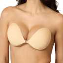 Niidor Adhesive Bra Invisible Silicone Reusable Sticky Bra Strapless Backless Adhesive Bra for Women Wedding Dress Nude, Size D1/2
