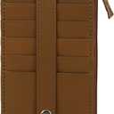 All in One Card Case Holder Slim Wallet With a Card Protection Strap by Leatherboss (Tan)
