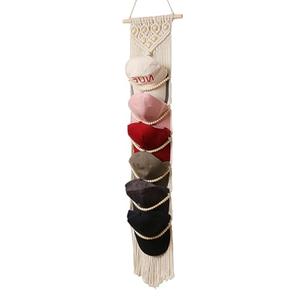 Ball Cap Hanger-1 Pack-Boho Macrame Cap Holder Wall Hat Organizer for Baseball Cap Holder Over Door, Hat Rack for Wall, Cap Rack for Decoration and Display,