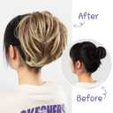 WILLBOND 4 Pcs Messy Hair Bun Hairpiece Tousled Updo for Women Hair Extensions Straight Short Ponytail Elastic Scrunchies Curly Hair Accessories (Brown mix Blond/12H24,Basic Style)