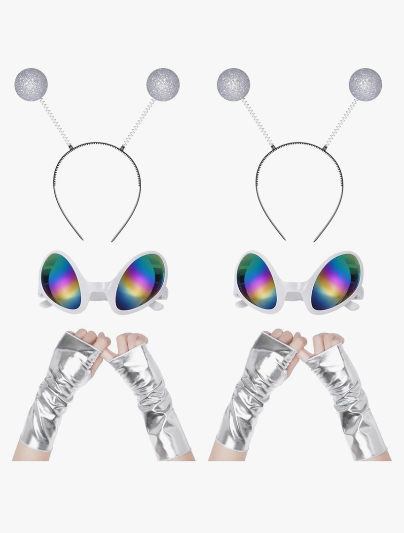 Halloween Alien Antenna Headband Glasses Metallic Gloves Alien Sunglasses Costume Party Accessories Space Costume Accessories