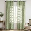 MIULEE Vintage Lace Curtains 72 Inches Long 2 Panels, Spring Victorian Floral Scalloped Semi Sheer Window Curtains Light Filtering Rod Pocket Panels for Bedroom Living Room, 52" W x 72" L, Sage Green