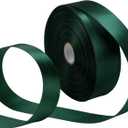 Dark Green Ribbon for Gift Wrapping, Satin Fabric Roll for Mother's Day Bows Making & Floral Bouquets. 1 inchx50 Yards