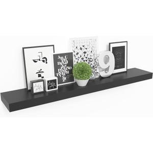 Bellucci Floating Shelf, 36" Wood Wall Shelf with Invisible Brackets for Bathroom, Living Room, Bedroom, Kitchen, Nursery, 6" Deep, Black (36" - 1 Piece)