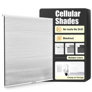 SERLMWNT No Drill Cordless Blackout Cellular Shades,31.5" W x 64" H,White