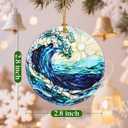 Christmas Ornaments, 2.8 Inch Ceramic Hanging Ornament, Christmas Tree Ornaments, Xmas Decorations, Holiday Decorations, Holiday Party Gifts, and Xmas Gift Ideas - Ocean Wave
